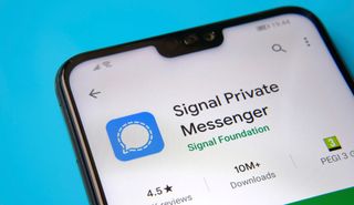 The Signal Private Messenger App Store listing displayed on an iPhone's screen.