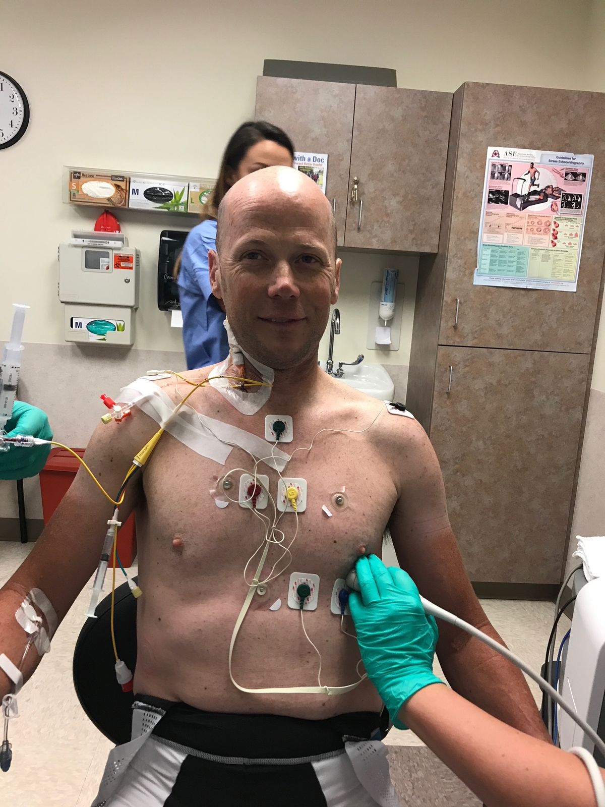 Chris Honrer prepares for another test at National Jewish Hospital in Denver