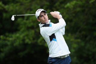 VIRGINIA WATER, ENGLAND - MAY 25: Cricketer Craig Kieswetter tees off during the Pro-Am prior to the BMW PGA Championship at Wentworth on May 25, 2016 in Virginia Water, England. (Photo by David Cannon/Getty Images)