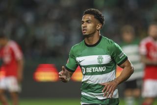 Former Tottenham attacker Marcus Edwards in action for Sporting CP against Benfica in April 2024.