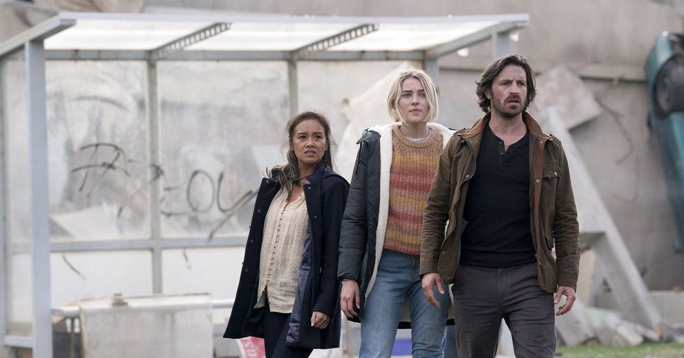 Michelle Vergara Moore as Ella, Zyra Gorecki as Izzy, and Eoin Macken as Gavin in NBC&#039;s &#039;La Brea&#039;.