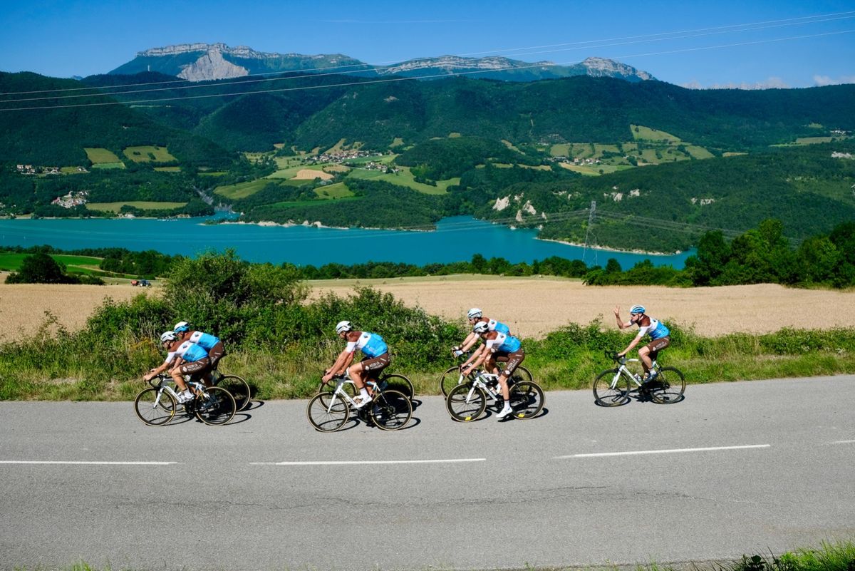 The riders are training in the heart of the mountains