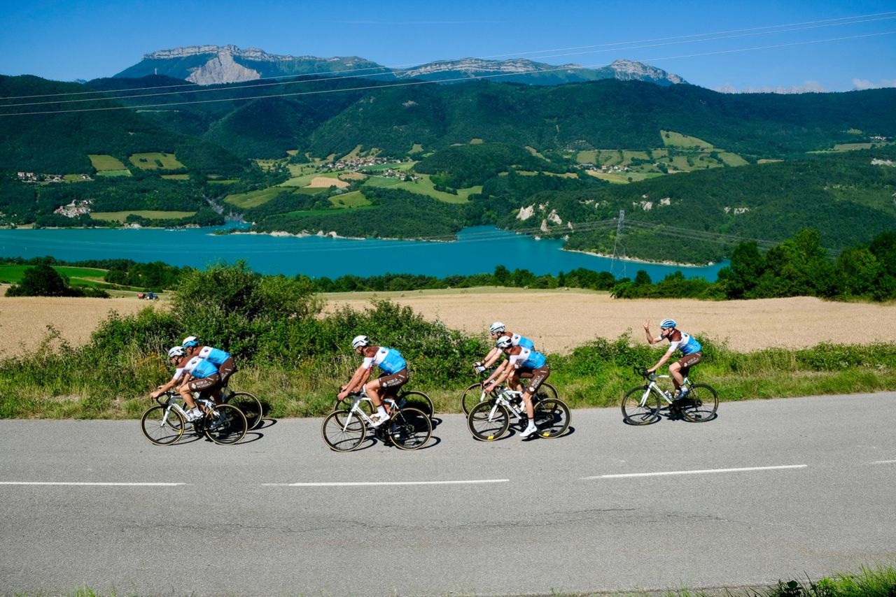 The riders are training in the heart of the mountains