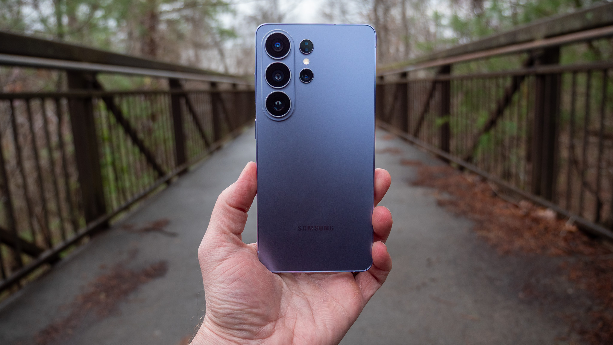 The back of the blue Samsung Galaxy S26 Ultra