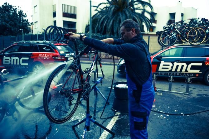 The BMC bikes are cleaned after each stage