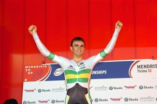 Jack Bobridge (Australia) takes to the top step on the World Championship podium.
