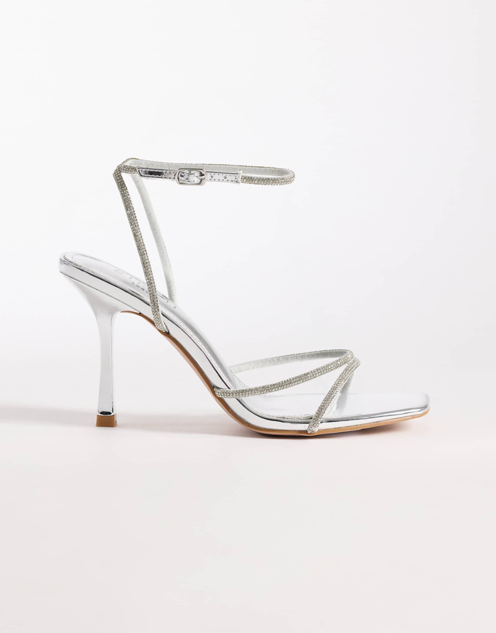 Simmi London Judy Embellished Heeled Sandals in Silver
