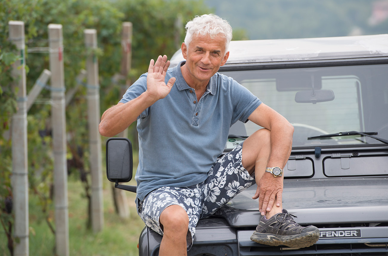 Winemaker Roberto Voerzio in his vineyard