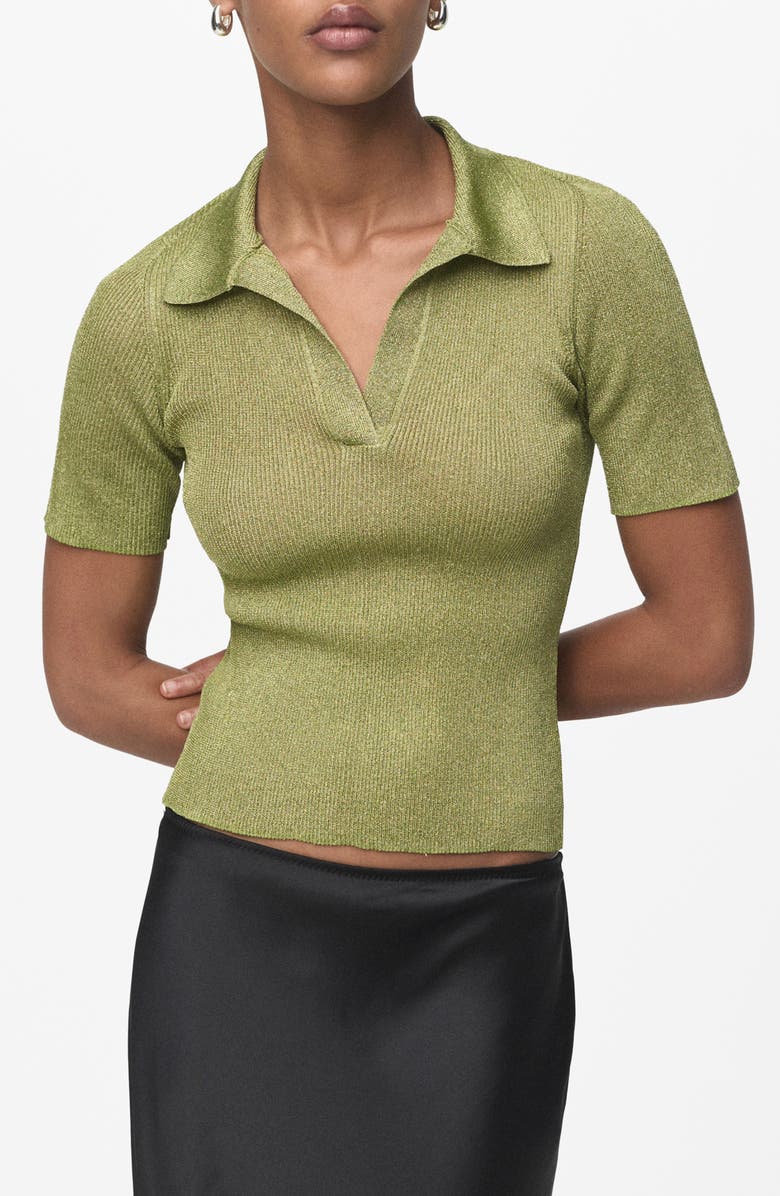 Metallic Polo Sweater