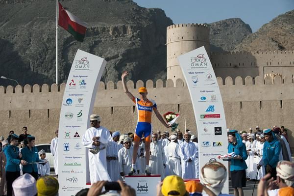 Stage four winner Robert Gesink (Rabobank) on the podium.