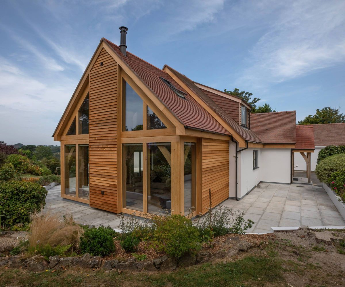 bungalow extended with modern oak frame extension