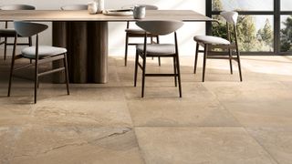 porcelain stone effect floor tiles in kitchen