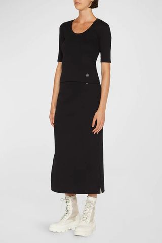 Moncler Fitted Midi Skirt with Zipper Seam Detail