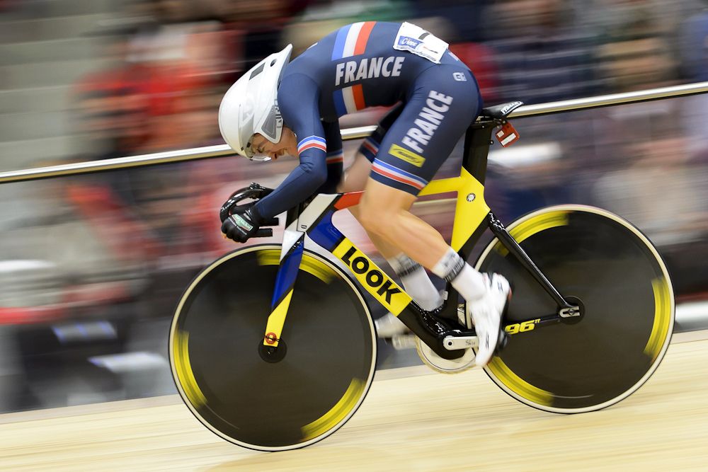 Thomas Boudat of France rides during the Men's Omnium Flying Lap