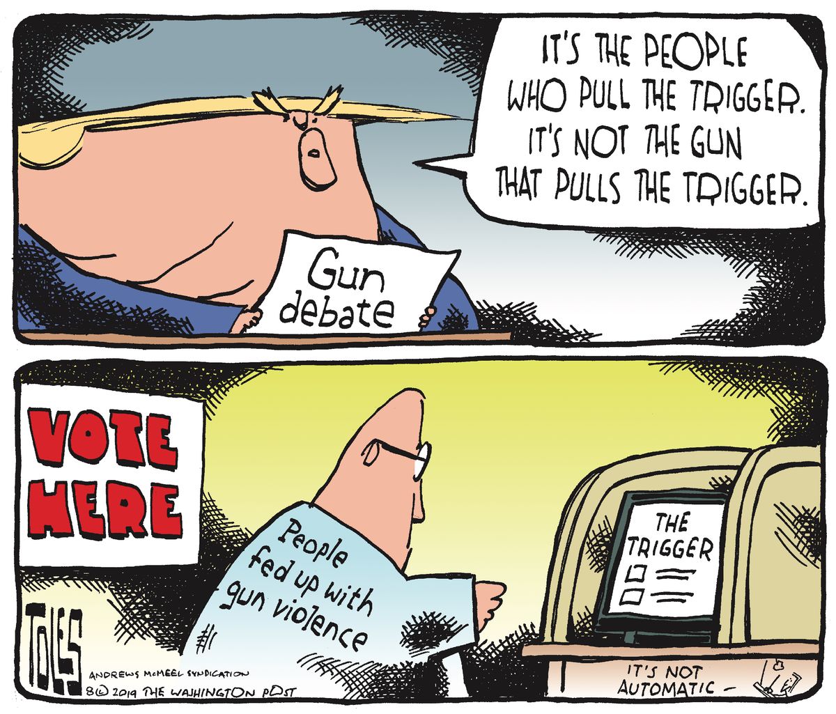 Political Cartoon U.S. Trump Gun Violence Background Checks Fed Up ...