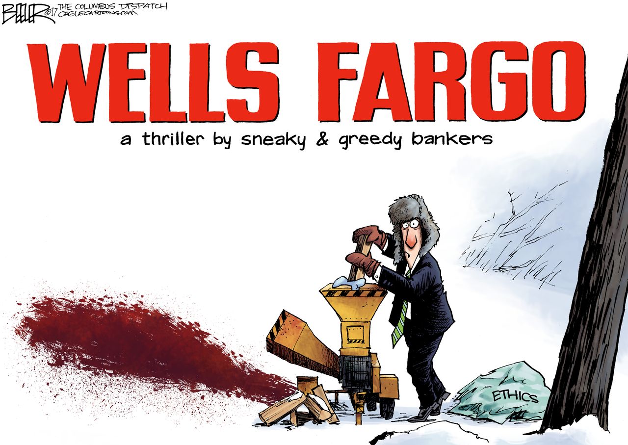 Editorial cartoon business wells fargo