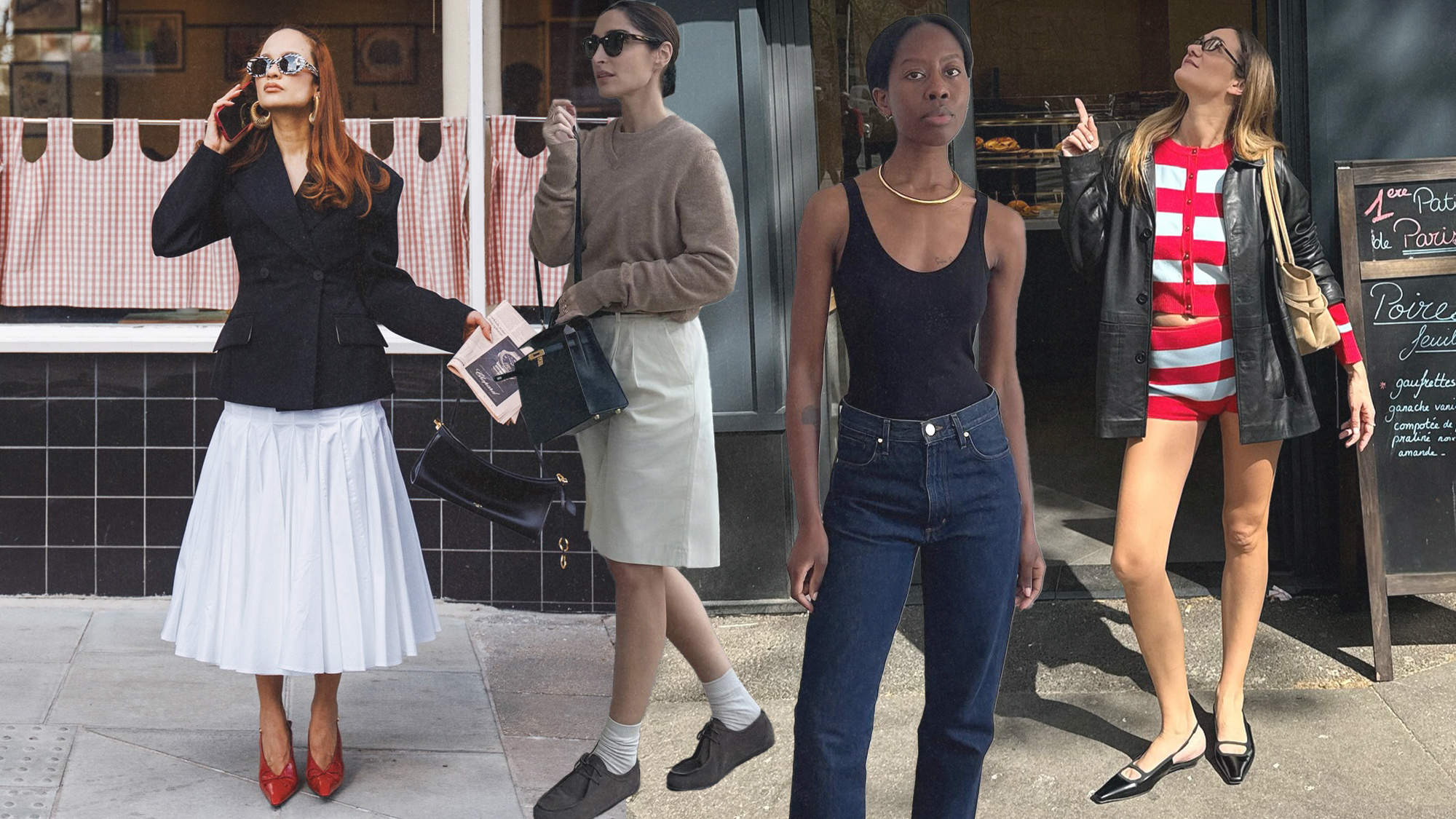 Collage of fashion people traveling in Europe.