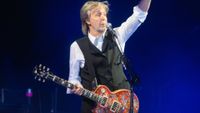 Paul McCartney performs as he headlines the Pyramid Stage during day four of Glastonbury Festival at Worthy Farm, Pilton on June 25, 2022 in Glastonbury, England. 