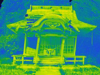 Heat map style photograph of Japanese style home.