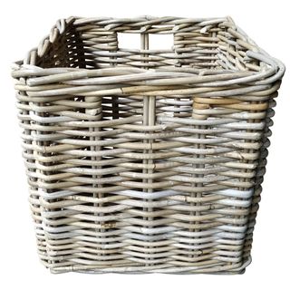 medium sized rattan storage basket with handles