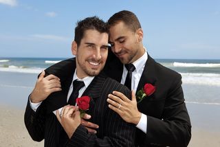 A just-married gay couple.