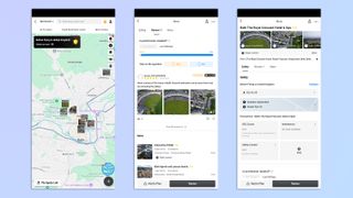 A compilation of screenshots showing the DJI Fly app open on an Android phone