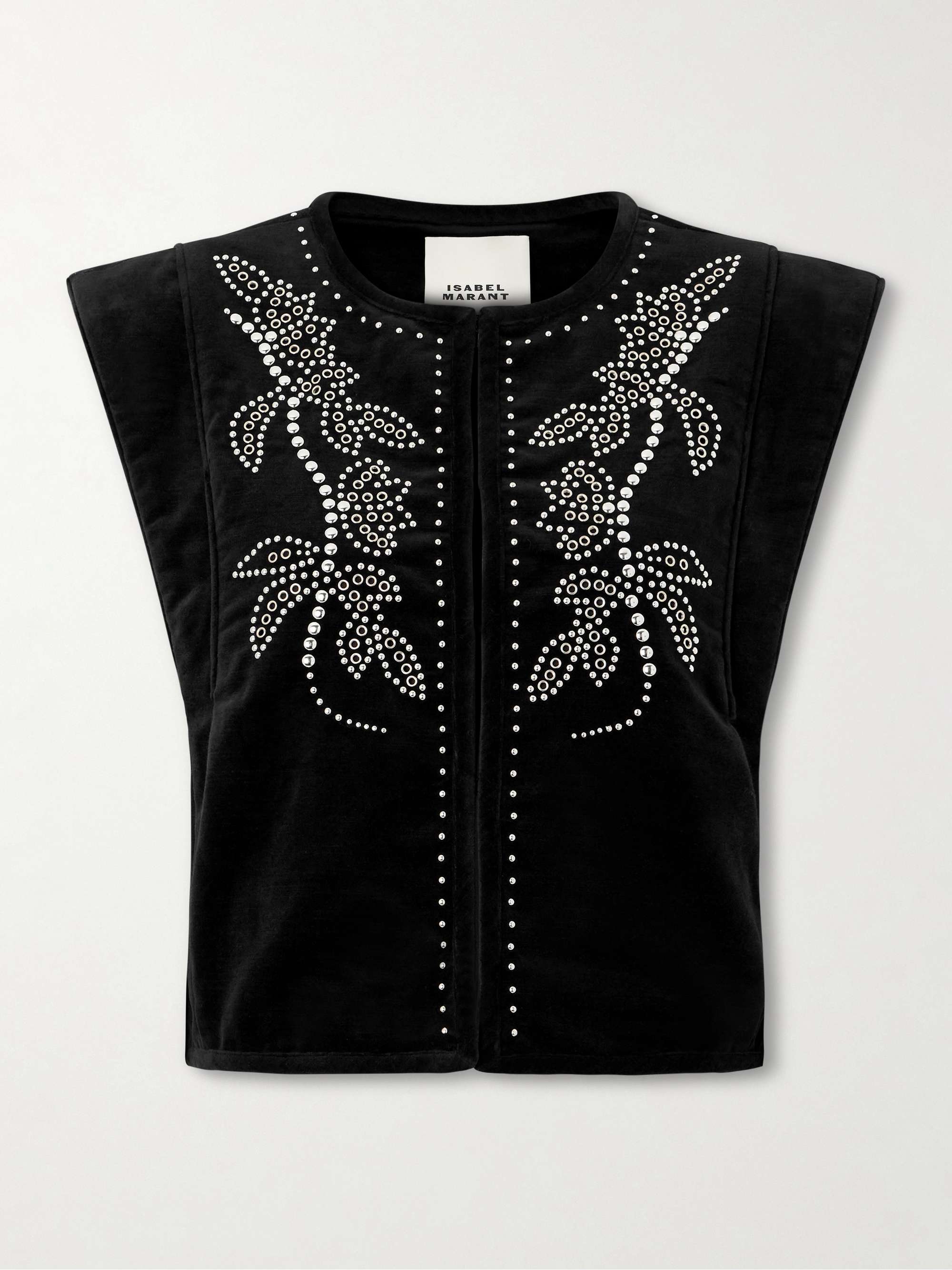 Poppy Studded Cotton-Velvet Vest