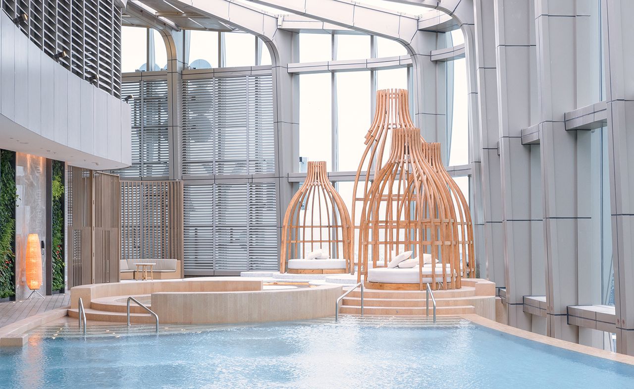 Rooftop indoor swimming pool at Hyatt Place hotel, Sanya, China