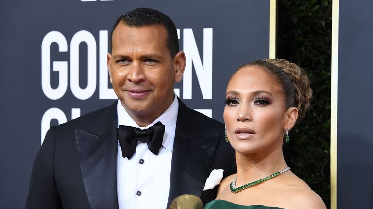 beverly hills, california january 05 jennifer lopez and alex rodriguez arrives at the 77th annual golden globe awards attends the 77th annual golden globe awards at the beverly hilton hotel on january 05, 2020 in beverly hills, california photo by steve granitzwireimage