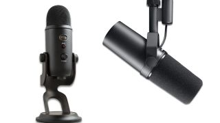 Blue Mics Yeti and Shure SM7B microphones