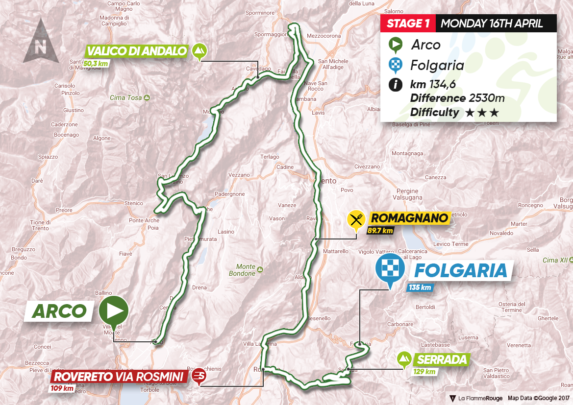 Tour of the Alps 2018 stage 1 map