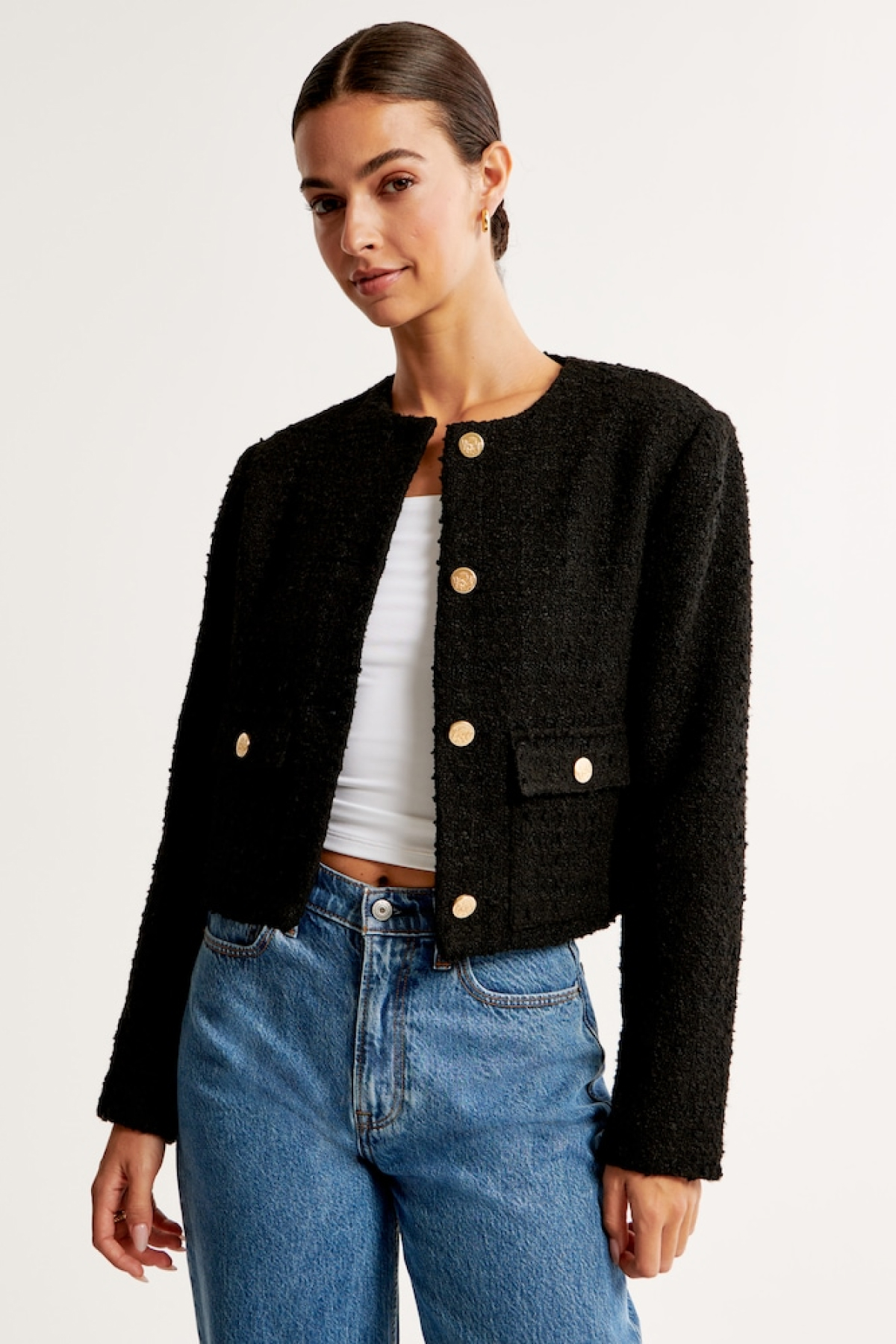 Abercrombie Collarless Tweed Jacket