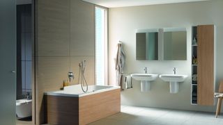 modern bathroom with twin basins