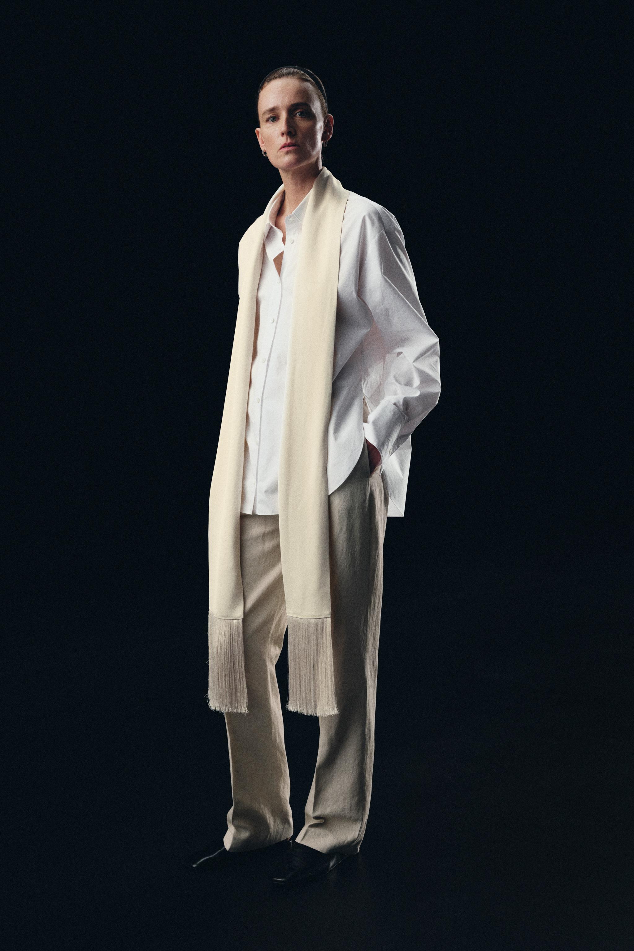 Fringed Scarf Shirt Zw Collection