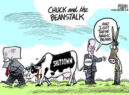 Political cartoon U.S. government shutdown deal Chuck Schumer GOP