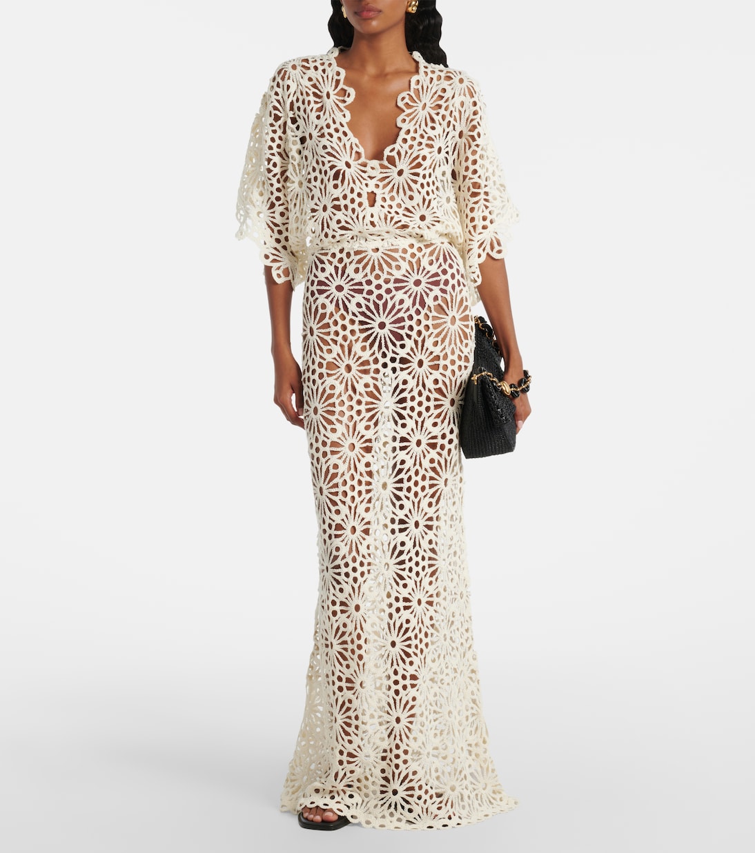 Obie Crochet Cotton and Linen Maxi Dress