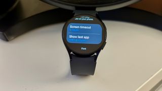 The screen timeout settings on the Samsung Galaxy Watch 6