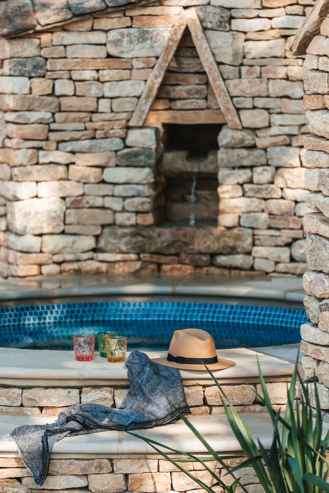 Plunge pool surrounded by stones