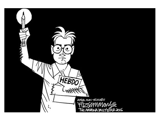 Editorial cartoon Charlie Hebdo free speech