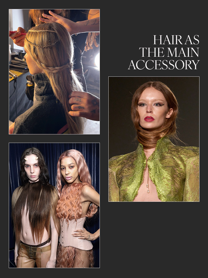 Photo collage of NYFW beauty trends