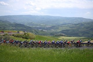 FRANCAVILLA AL MARE ITALY MAY 15 A general view of the peloton competing during the 107th Giro dItalia 2024 Stage 11 a 207km stage from Foiano di val Fortore to Francavilla al mare UCIWT on May 15 2024 in Francavilla al mare Italy Photo by Dario BelingheriGetty Images