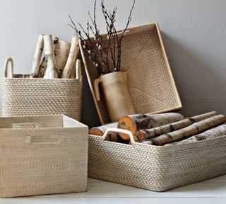 Rattan storage baskets from West Elm, ideal for storing
