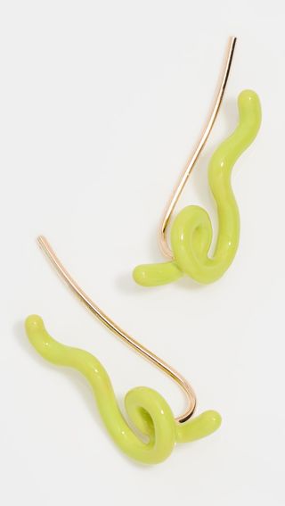 green swirl earrings