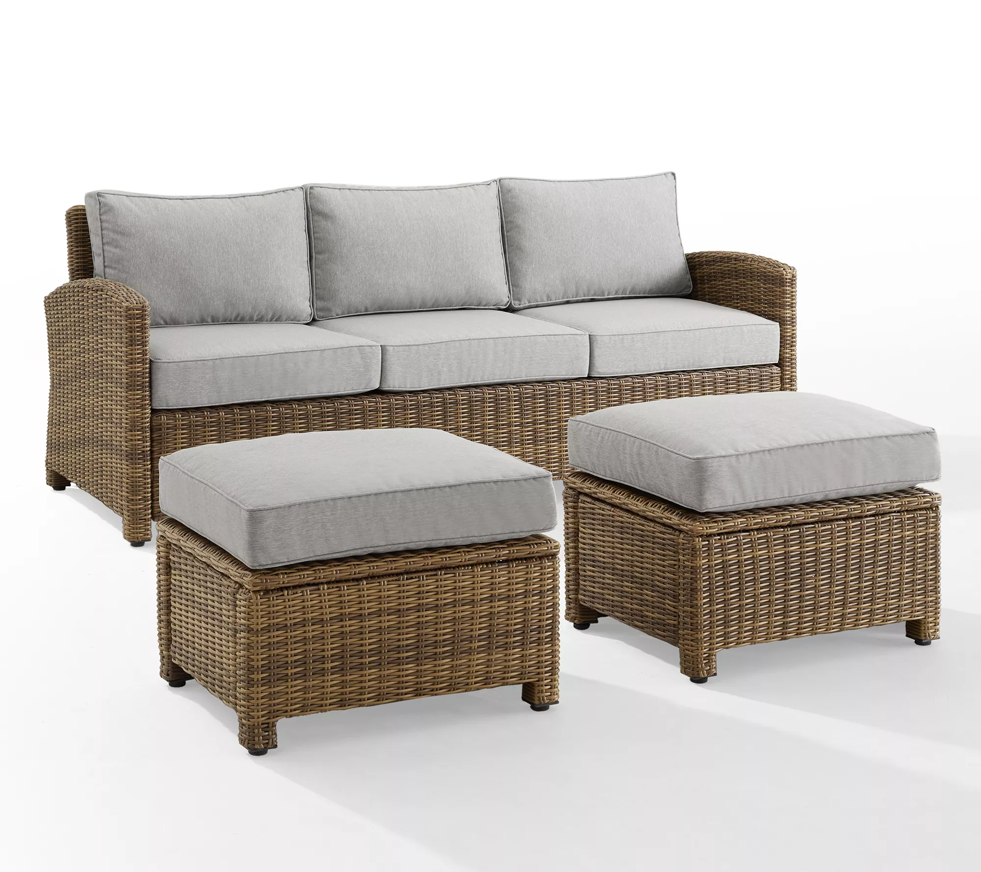Crosley Bradenton 3pc Outdoor Brown Wicker Sofa Set