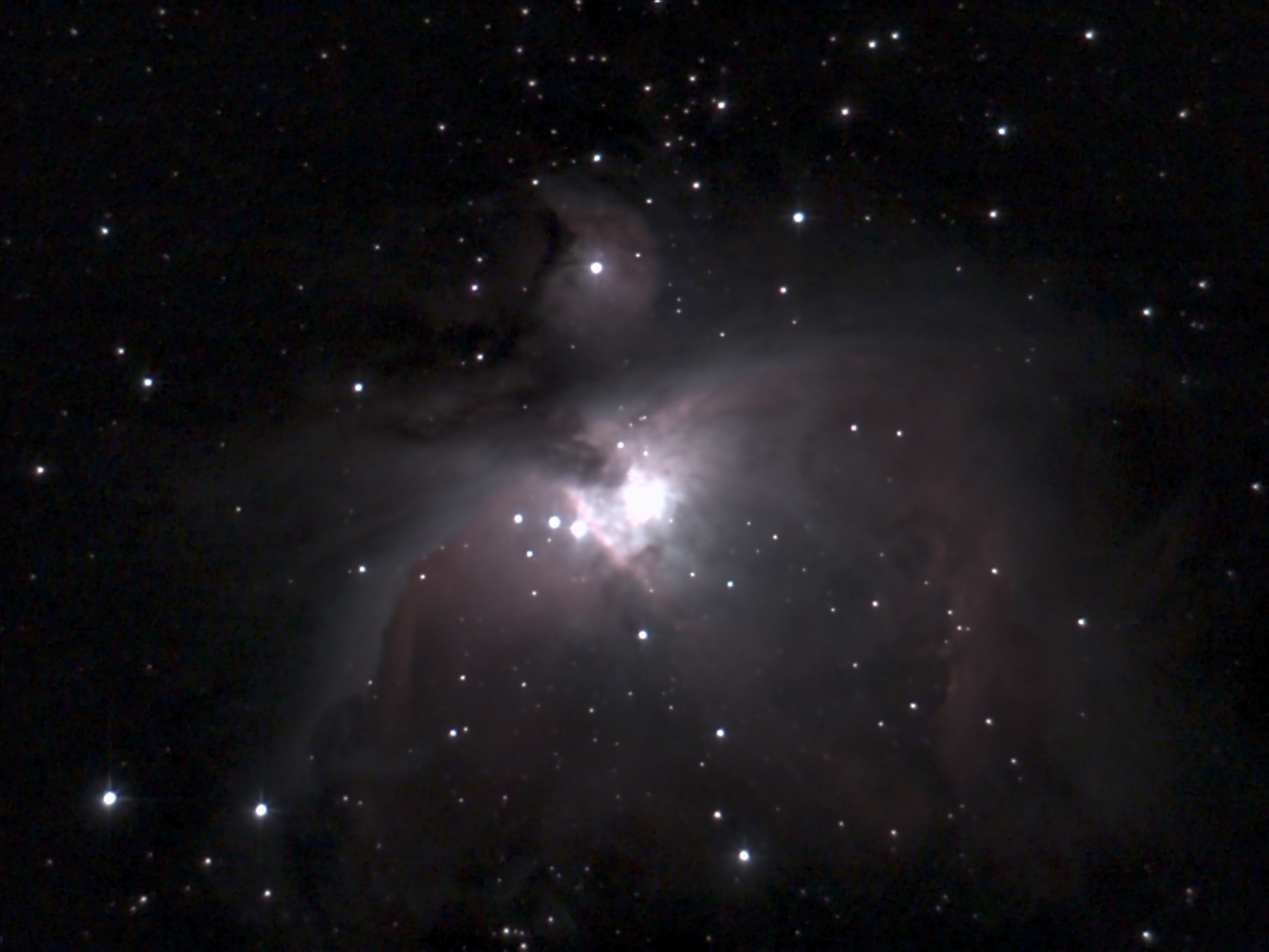 4 minutes developed image of M42 Great nebula in Orion taken with the Unistellar Odyssey Pro