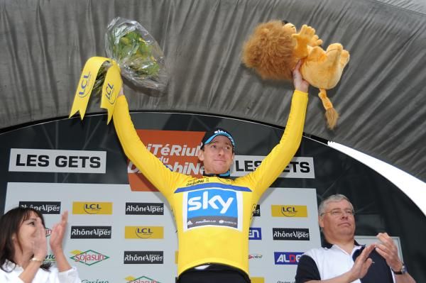 Bradley Wiggins (Team Sky) never struggled to hold his yellow jersey on the stage to Les Gets.