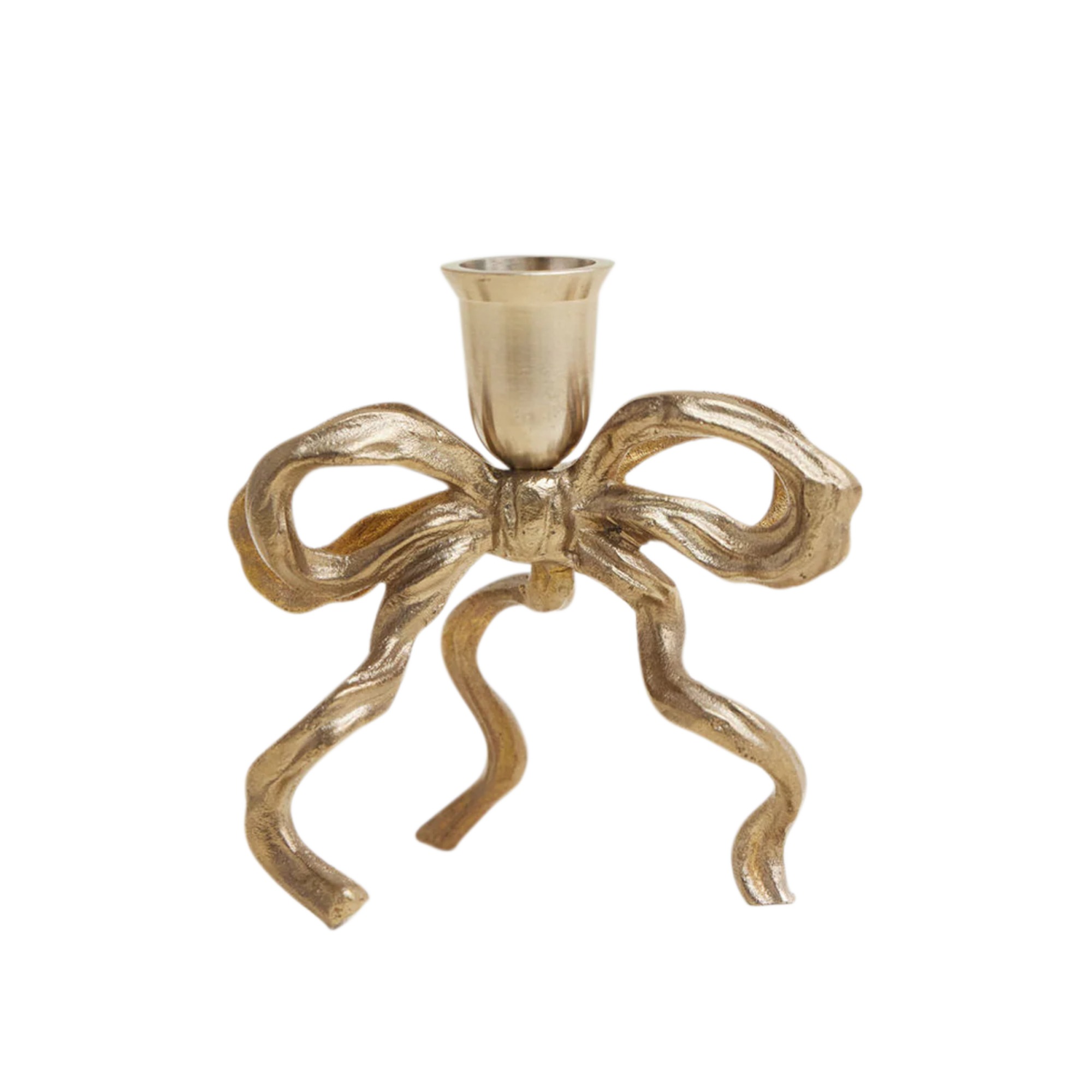 Brass bow candle holder