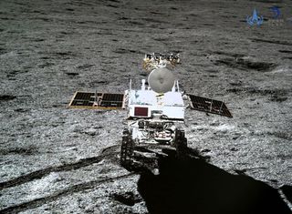 The Yutu-2 rover as seen by the Chang'e-4 lander.