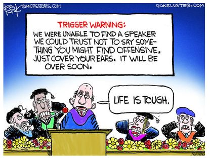 Editorial cartoon trigger warning education