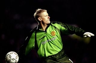 Peter Schmeichel in action for Manchester United in 1999.